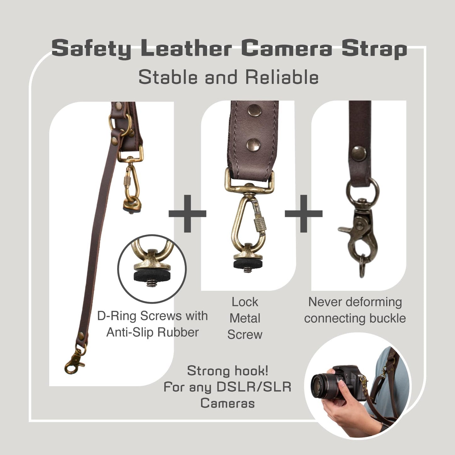 4J LEDR Leather Camera Harness for One Camera,Single Leather Camera Strap for Photographers,Camera Shoulder Strap Camera Harness for Photographers Quick Release Gear DSLR,BROWN
