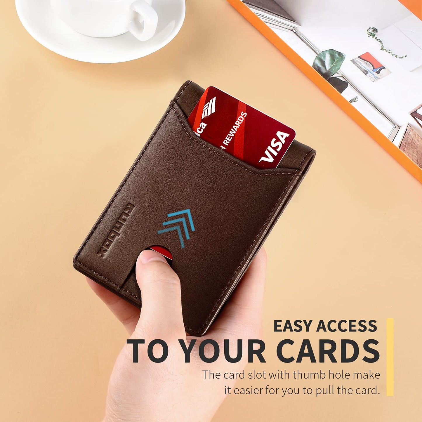 RUNBOX Wallet for Men Slim 11 Credit Card Holder Slots Leather RFID Blocking Small Thin Men's Wallet Bifold Minimalist Front Pocket Large Capacity Gift Box
