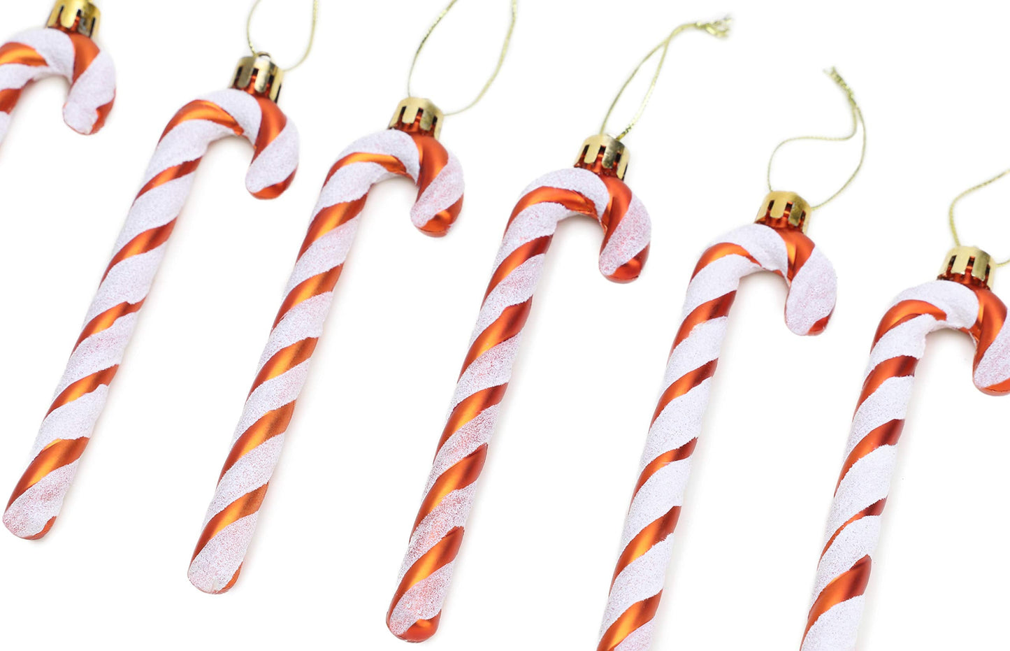 Christmas Concepts® Pack of 6-13cm Glitter Candy Cane Christmas Tree Decorations/Ornaments (Copper & White)