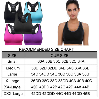 BAOMOSI Women's Seamless Racerback Sports Bra High Impact Support Yoga Gym Workout Fitness Black Blue Grey Purple Rose Red M