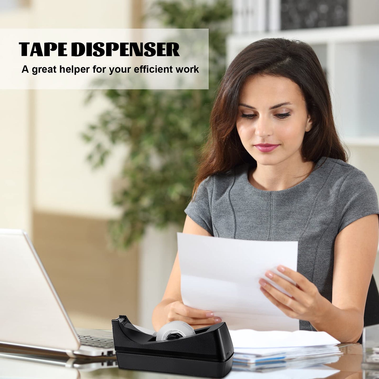 Lanties 10 Pack Desktop Tape Dispensers Non Skid Base for Office Home School (Tape Not Included) (Black)