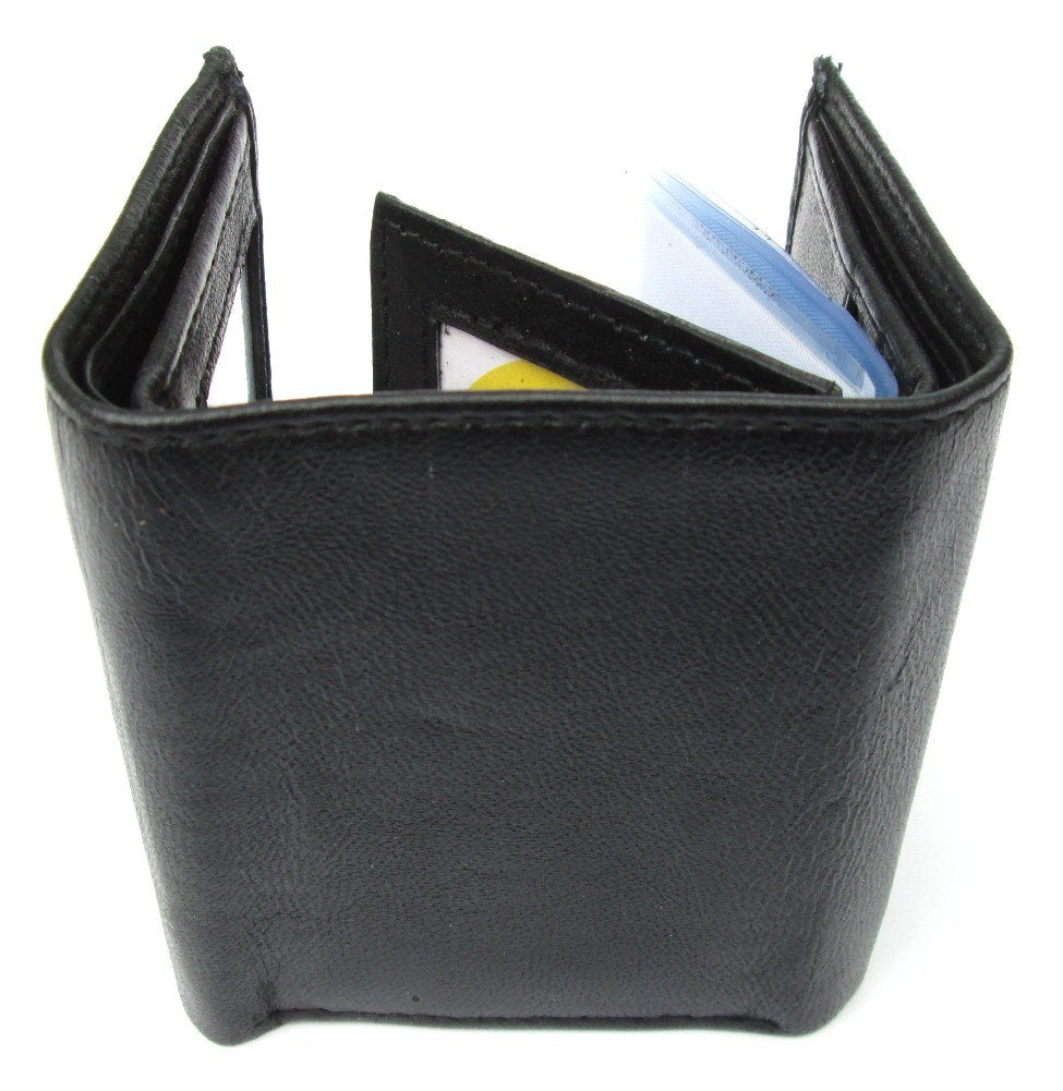 Dangerous Threads Mens Black Leather Wallet Lamb Classic Trifold 731