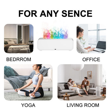 Colorful Flame Fire Diffuser Humidifier, 7 Colors Changing Oil Diffuser, Ultra-Quiet Aroma Essential Oils Aromatherapy Diffusers for Large Room, Bedroom, Office(Timeable, Waterless Auto off-150ml)