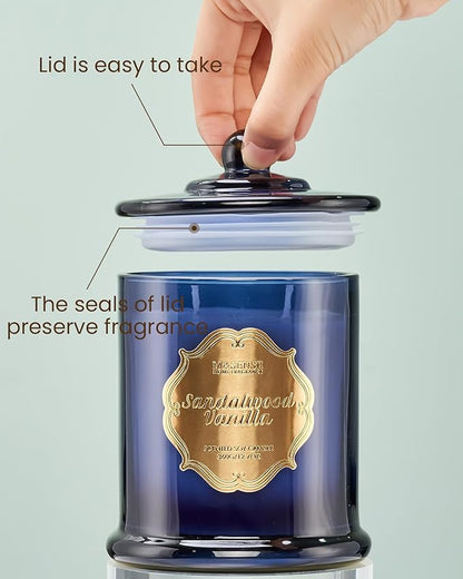 M&SENSE Sandalwood Vanilla Scented Candle for Home, Natural Organic Soy Wax, Jar Candle 12.7oz 75H Long Lasting, Fall Winter Relaxing Aromatherapy Candles Stress Relief, Thanksgiving Christmas Gift