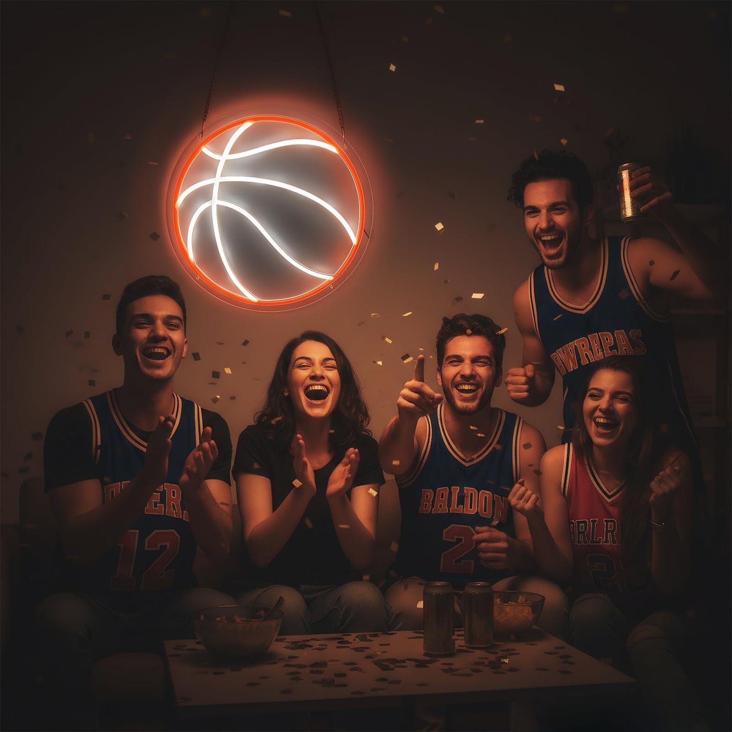 Basketball Neon Sign for Wall Decor, Dimmable LED Light for Bedroom Sports Room Decor, Basketball Gifts for Boys 8-12, 12.6 x 12.6 Inches