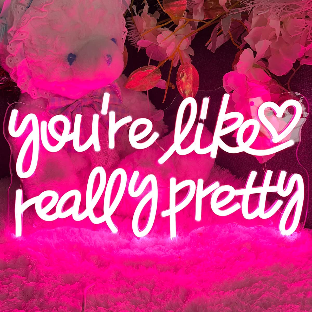 Neon Sign You're Like Really Pretty for Wall Decor Customized Led Neon Light Sign Personalized Birthday Marry Wedding Christmas Gift Sign Party Bedroom Bar Home Room (Pink,40×22 CM)