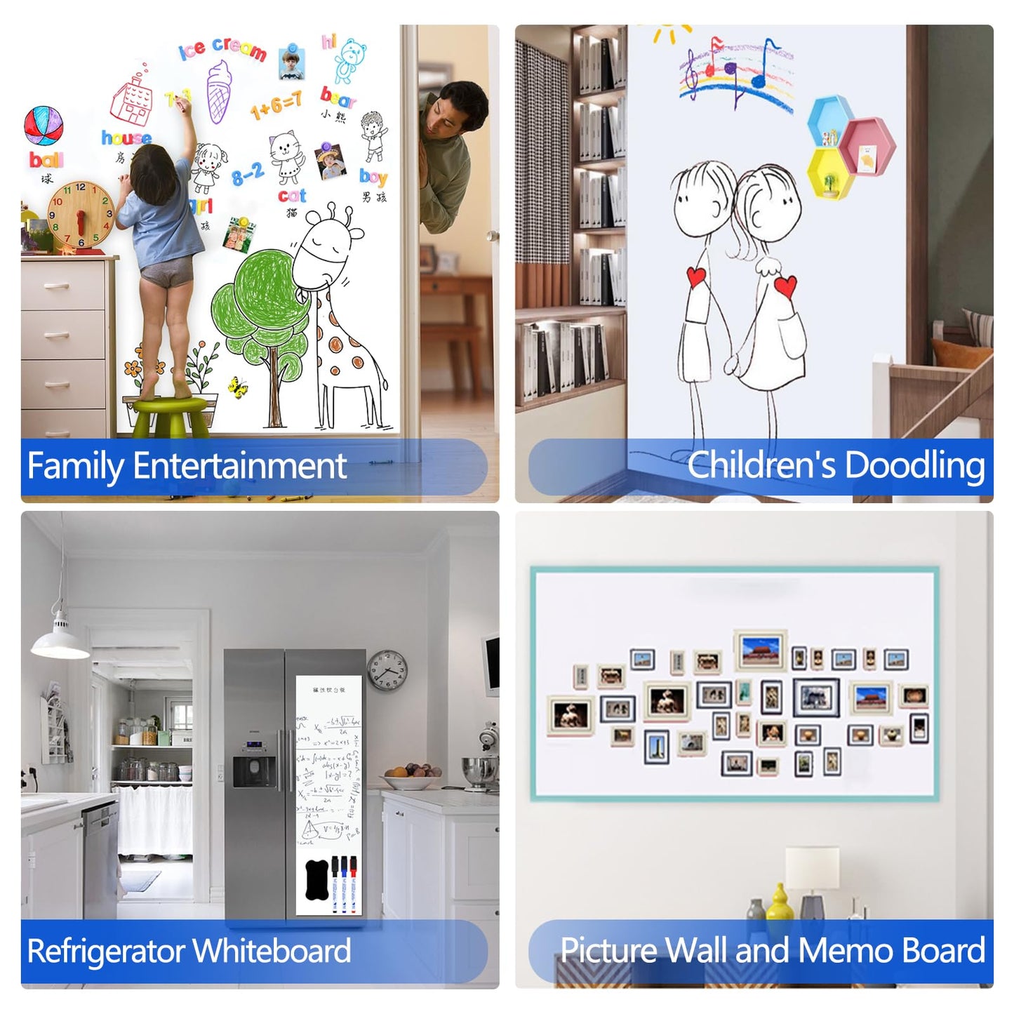 Self-Adhesive Dry Erase Whiteboard Sticker, 39.37" x 19.69" Magnetic Receptive White Board Wall Film, No Ghosting, Easy Write & Clean | Peel & Stick for Office, Home & Classroom,Incl. Accessories
