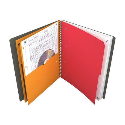 OXFORD 100104329 Activebook International A4 + Checkered with Indexable Index and Document Pocket Gray Spiral Notebook Block - a Smart Organization for Managers and Executives