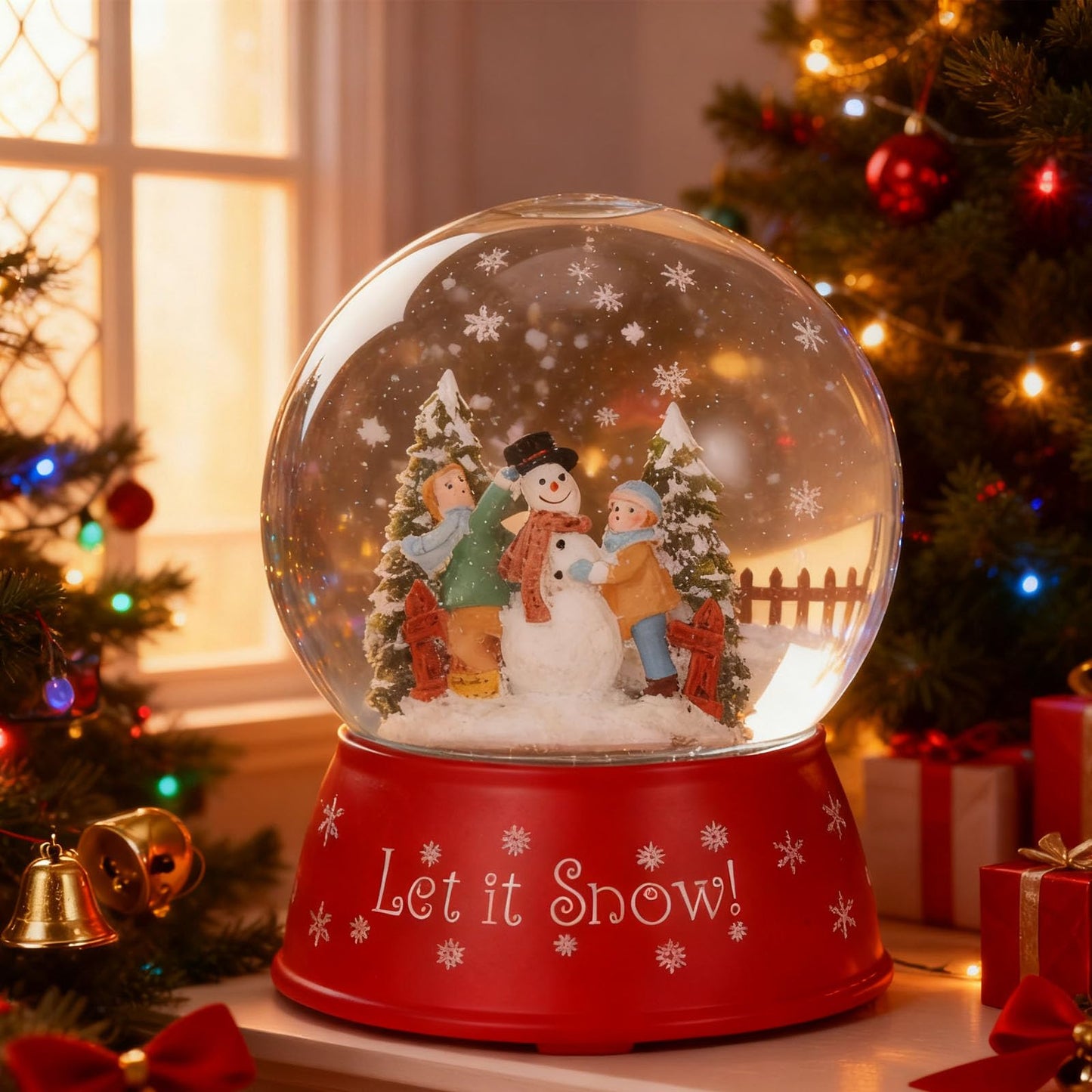 120mm Christmas Snow Globe Lamp - Snowman Globle Musical Holiday Decoration Xmas Tree & Snowman with Timer, USB Power, Festive Room Light, Best Gift for Christmas,New Year