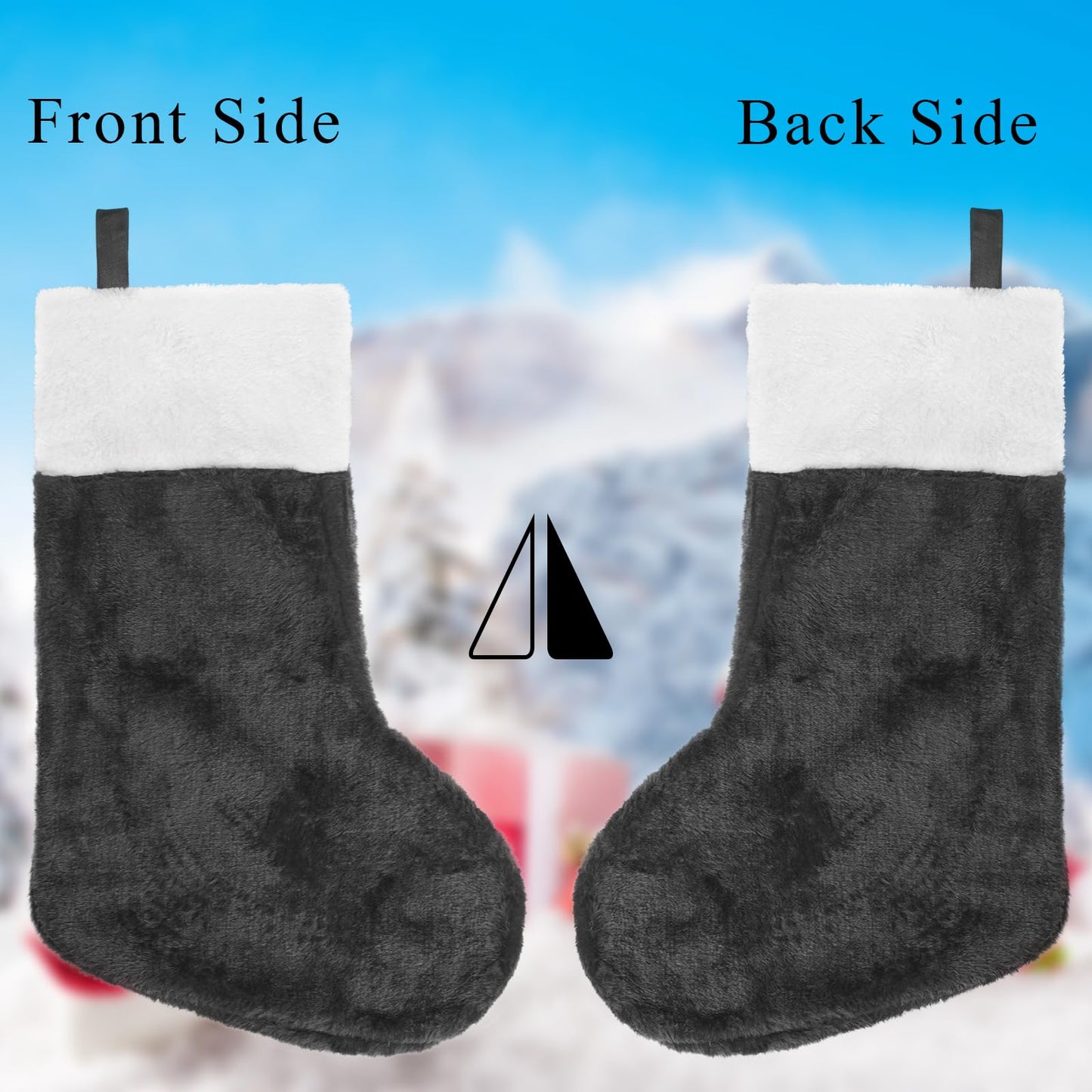 CCINEE Christmas Black Stockings,6 Pack 18 Inches Large Stockings with Plush Cuff,Classic Christmas Stockings Decorations for Xmas Party Favor Gifts Fireplace Decor
