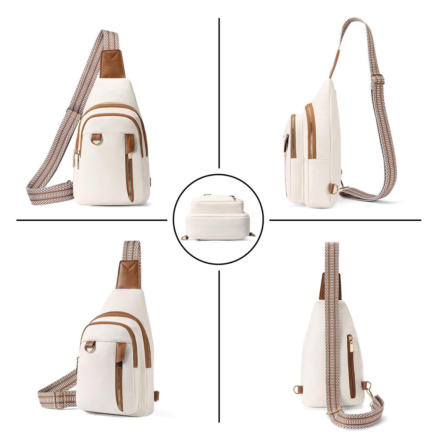 GAEKEAO Sling Bag for Women Vegan Leather Crossbody Bags Travel Fanny Packs Small Shoulder Purse Chest Bag Backpack Gifts