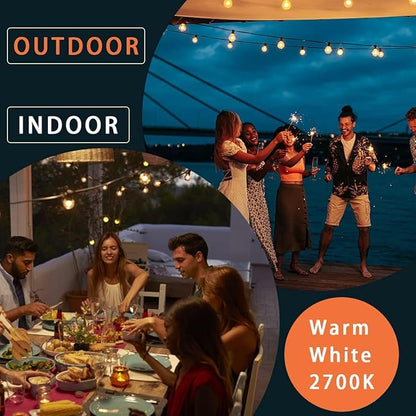 Kawaya Outdoor String Lights 50 FT LED Patio Light with 25+2 Shatterproof Edison Globe Bulbs - IP65 Waterproof Dimmable Hanging Lights - 2700K Warm White Lighting for Outside Porch Deck Bistro Cafe