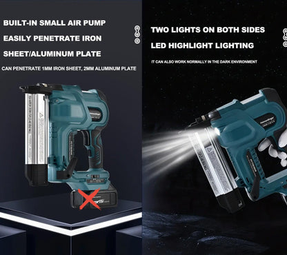 Cordless 2 Inch Brad Nailer Compatible with Makita 18V Battery,2-in-1 18GA Nail Gun Staple Gun with 1000pcs Nails for Woodworking,Upholstery
