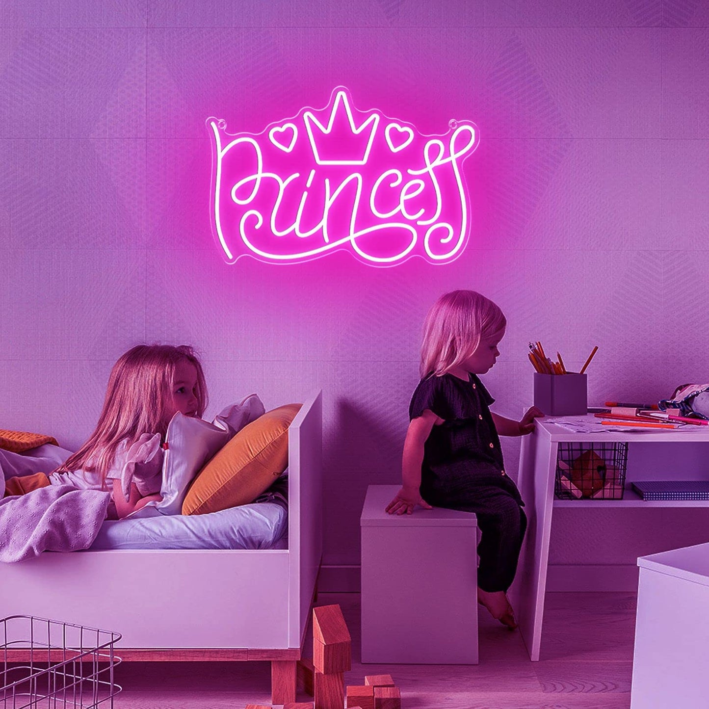 Princess Neon Signs for Wall Decor, Large LED Lights Sign Unique Art Ornaments with Switch, Chirstmas Birthday Party Decoration, Gift for Girl Boys.
