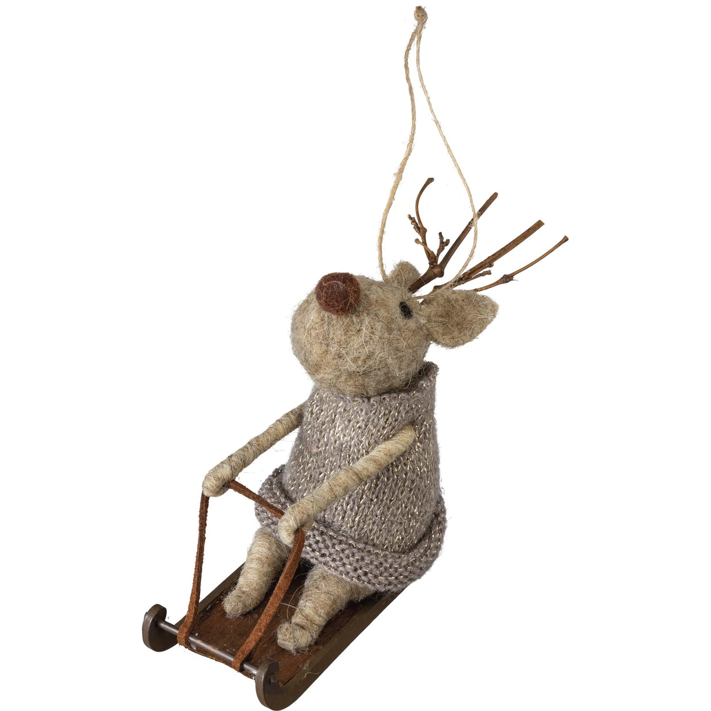 Primitives by Kathy Christmas Reindeer Home Décor Hanging Ornament Set 3" x 5.50" x 3.50", 2.25" x 4.50" x 4"