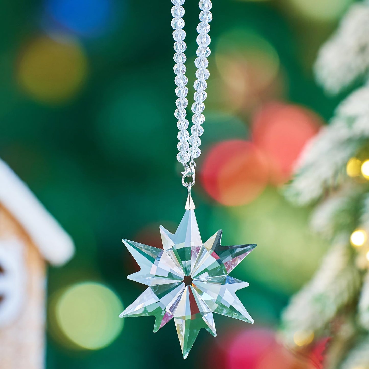 Christmas Ornaments Crystal Snowflake Suncatcher Indoor Window Hanging, Sparkly Crystal Ornaments for Christmas Tree, for Women Girls Home Garden Decor (Single-Layer Snowflake (Clear))