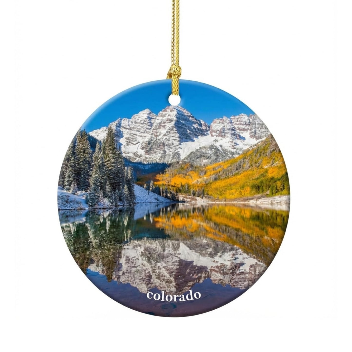 Colorado Christmas Ornament Porcelain Double Sided 2.75 Inches