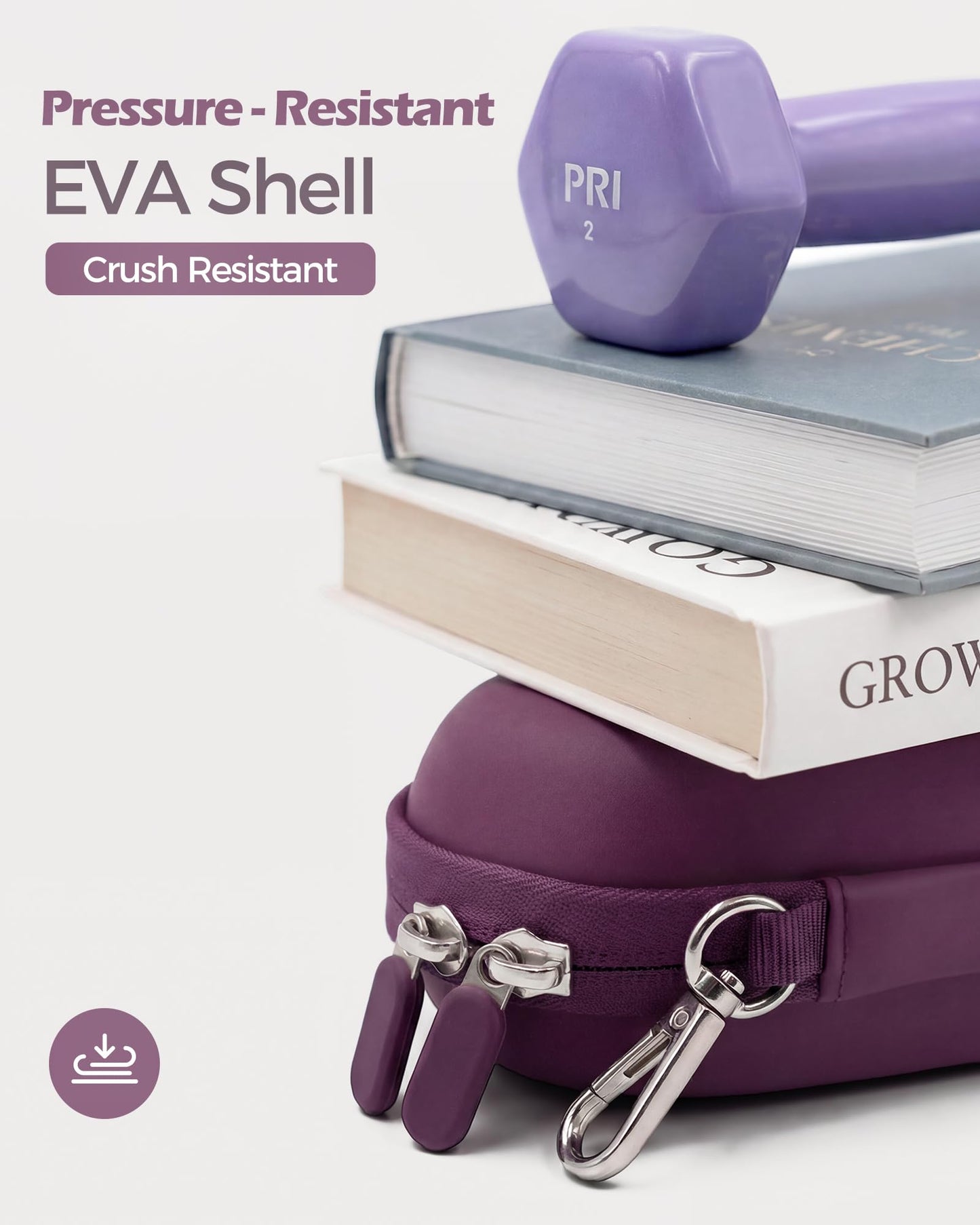 ProCase Double Sunglasses Case, Hard EVA Shell Shockproof Dual Eyeglass Case for Men Women with Metal Hook and Velvet Lining, Travel Zipper Glasses Holder Organizer Fathers Day Gift for Dad -Plum
