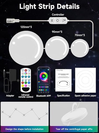 RGB DIY Smart Wall Light, LED Constellation Light, Wall sconces Led Strip Lights, Smart Lamp with App & Remote Control, Music Sync, Colorful Lighting Panels for Home Decor/Gaming/Party