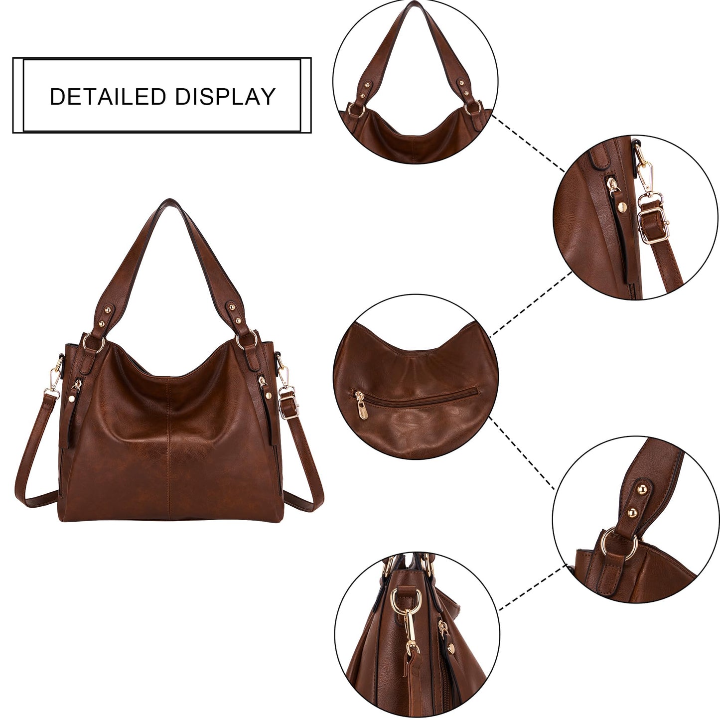 TOVAXY Women's Hobo Handbags Crossbody Bags Ladies Tote Shoulder Bags Purses and Wallet Set 2pcs