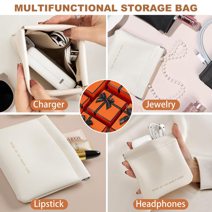 Yhwocd 6 Pack Small & Regular Size Leather Makeup Bag & Coin Pouch Organizer, Snap Closure, Portable Mini Storage Bag for Purse, Traveling & Commuting