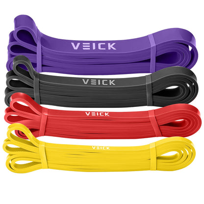 VEICK Resistance Bands for Working Out, Rubber Exercise Band Set for Men Women, Heavy Full Body Elastic Workout Bands Equipment for Home Fitness Gym, 4pcs