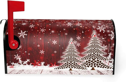 Christmas Mailbox Covers Xmas Tree Snowflake Magnetic Letter Post Box Cover Standard Size 21 x 18 Inch Garden Yard Home Decorative