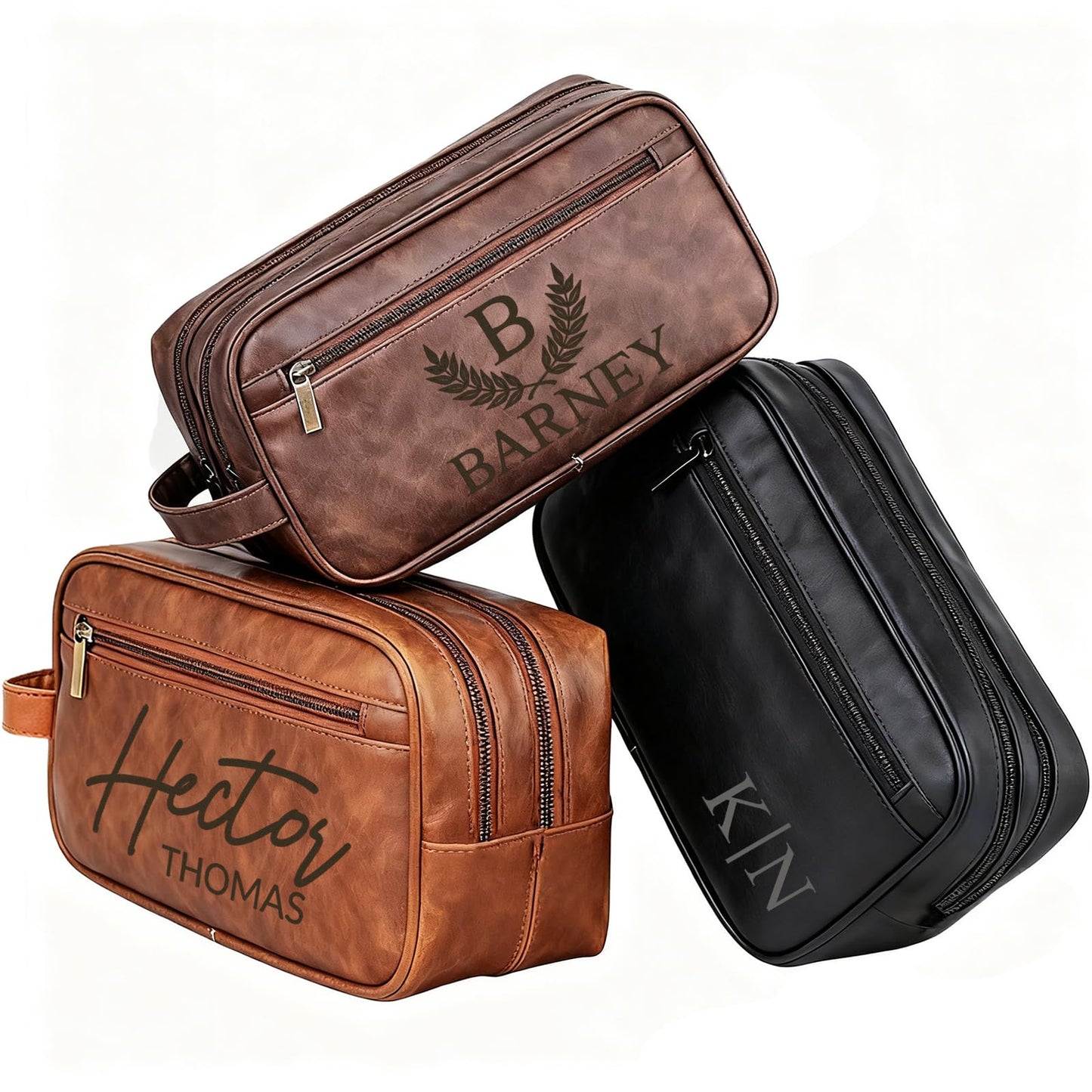 xrlsg Personalized Toiletry Bag for Men Custom Engraved Leather Toiletry Travel Bag Groomsmen Gifts