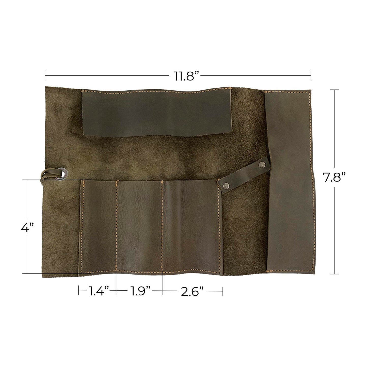 Hide & Drink, Rustic Leather Pencil Roll Pouch, Multi-Purpose Storage Wrap for Scissors, Earphones, Organizer for Craft, Work, Handmade (Dark Jade)