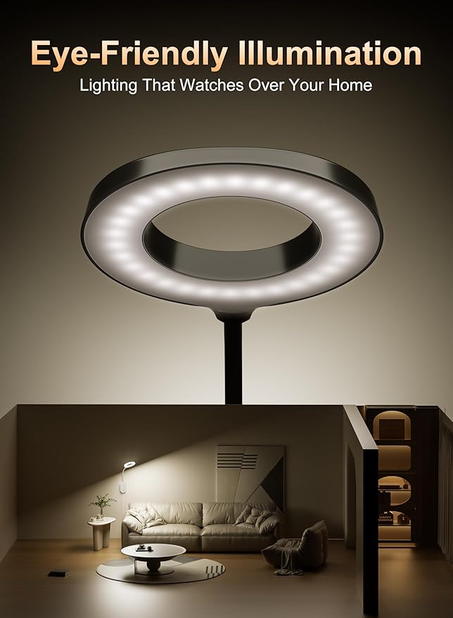 Wall Mounted Reading Light, Bedside Headboard Lights with 10W USB Output Fast, 5 Dimmable & 4 Color Temperature, Memory Function, 4-Hour Auto Off, Flexible Gooseneck 3000K-6000K Bed Wall Lamp (Black)