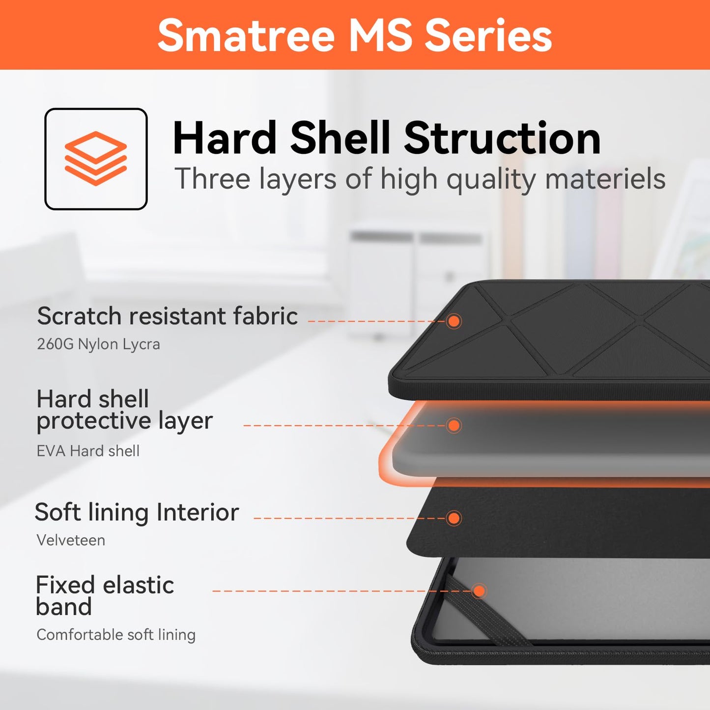 Smatree MS91 Hard EVA Protective Case with Stand Compatible for 16 inch DELL New Inspiron 16 2-in-1/16/16 Plus,for 16 inch Inspiron 16 Plus/16,for 16inch Latitude 7650/7640, 16inch Vostro 7620
