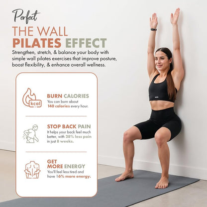 Wall Pilates Workout Cards for Women – 76 Large Hand-Drawn Exercises with Step-by-Step Guides & Mindful Affirmations – Unique Home Pilates Gift Deck