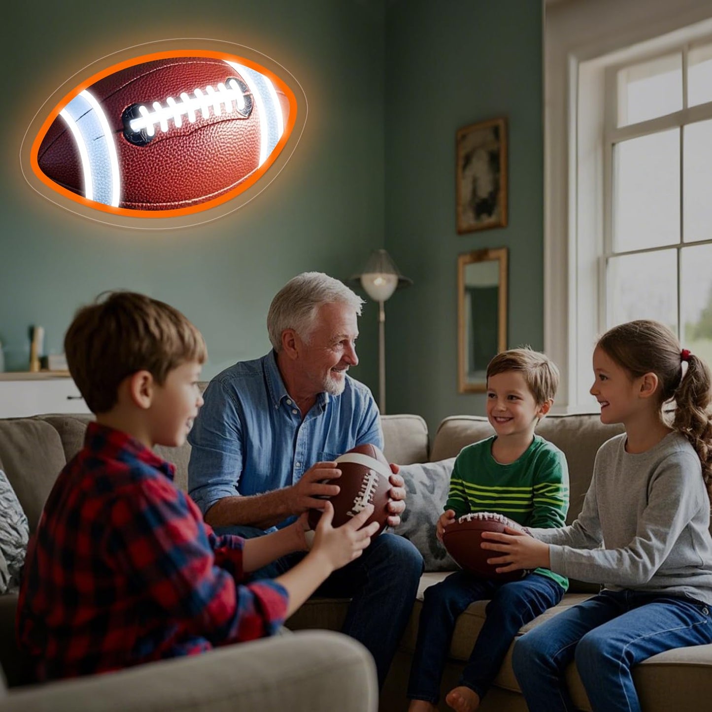 Football Neon Sign Football Shaped LED Light for Wall Decor Dimmable USB Powered Sign for Bedroom Man Cave Game Sports Room Football Gifts for Boys Fans