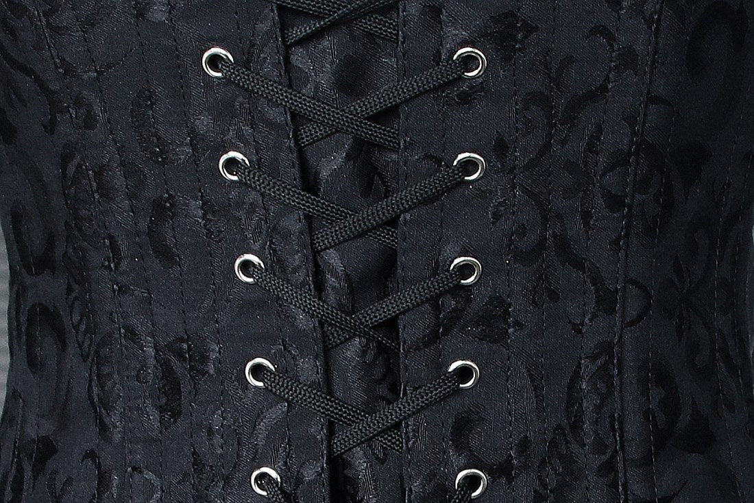 Charmian Women's 26 Steel Boned Brocade Underbust Waist Training Cincher Corset Black Large
