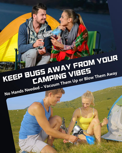 Lyrzzey Camping Vacuum Cleaner – Cordless Handheld 6kPa Suction for Tents, Cars, and Outdoor Gear – Sucks Up Bugs, Inflates Pillows, Blows Campfires – Lightweight & Portable, 0.66 lb