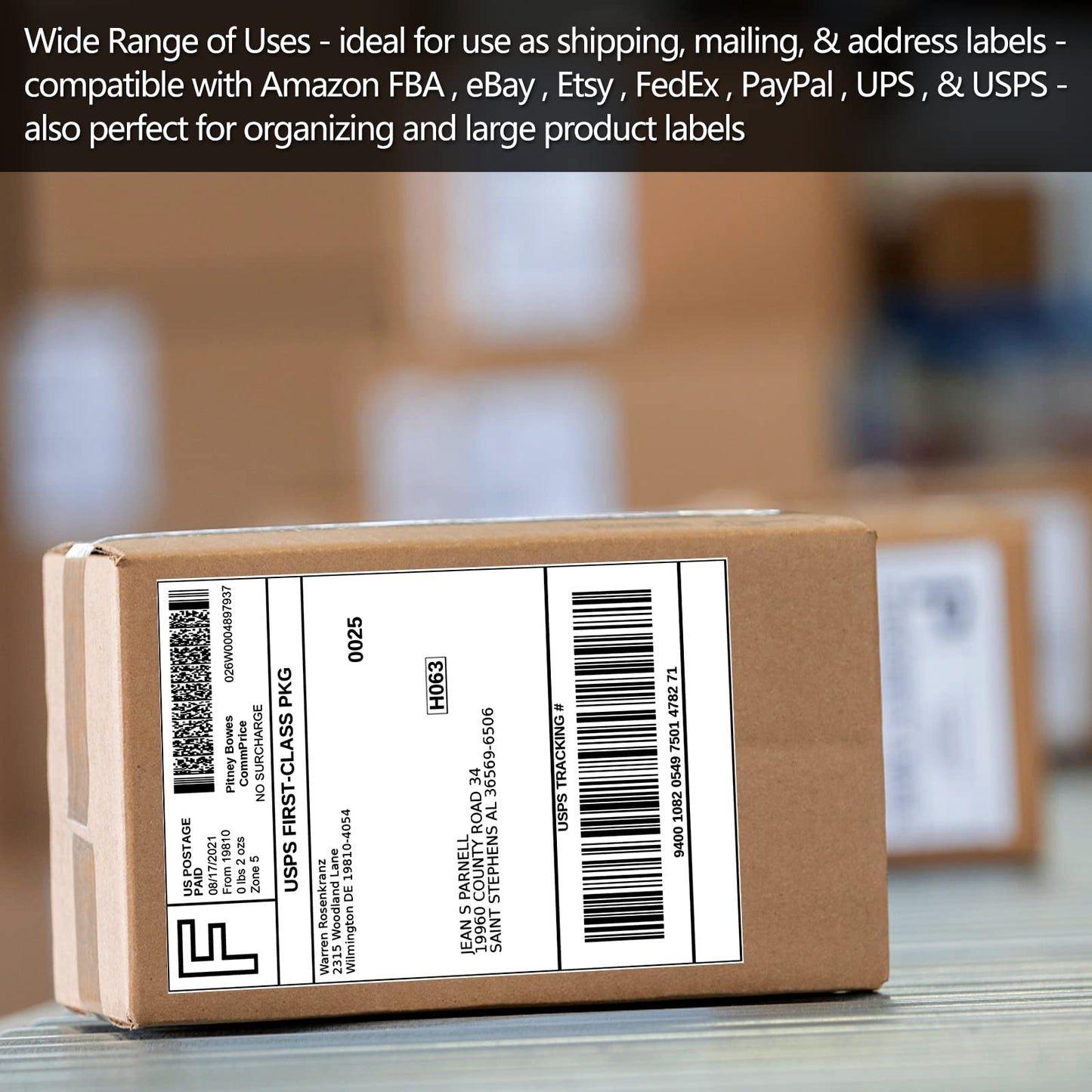 SJPACK 1000 Half Sheet Self Adhesive Shipping Labels, 8.5" x 5.5" Address Labels for Laser & Inkjet Printers(1000 labels-500 Sheet)