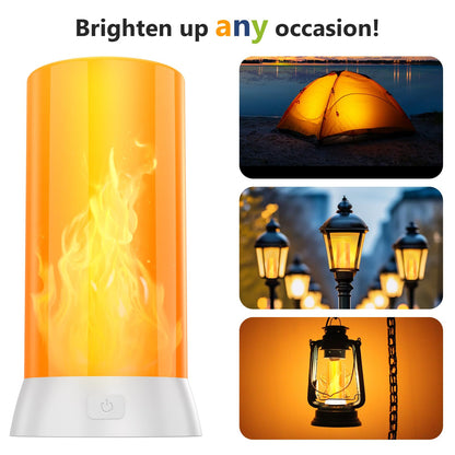 2PCS LED Flame Light, USB Rechargeable Flame Lamp with Remote & Timer, Waterproof Dimmable Flameless Candles Light for Home Party Garden Camping Halloween Christmas Decoration