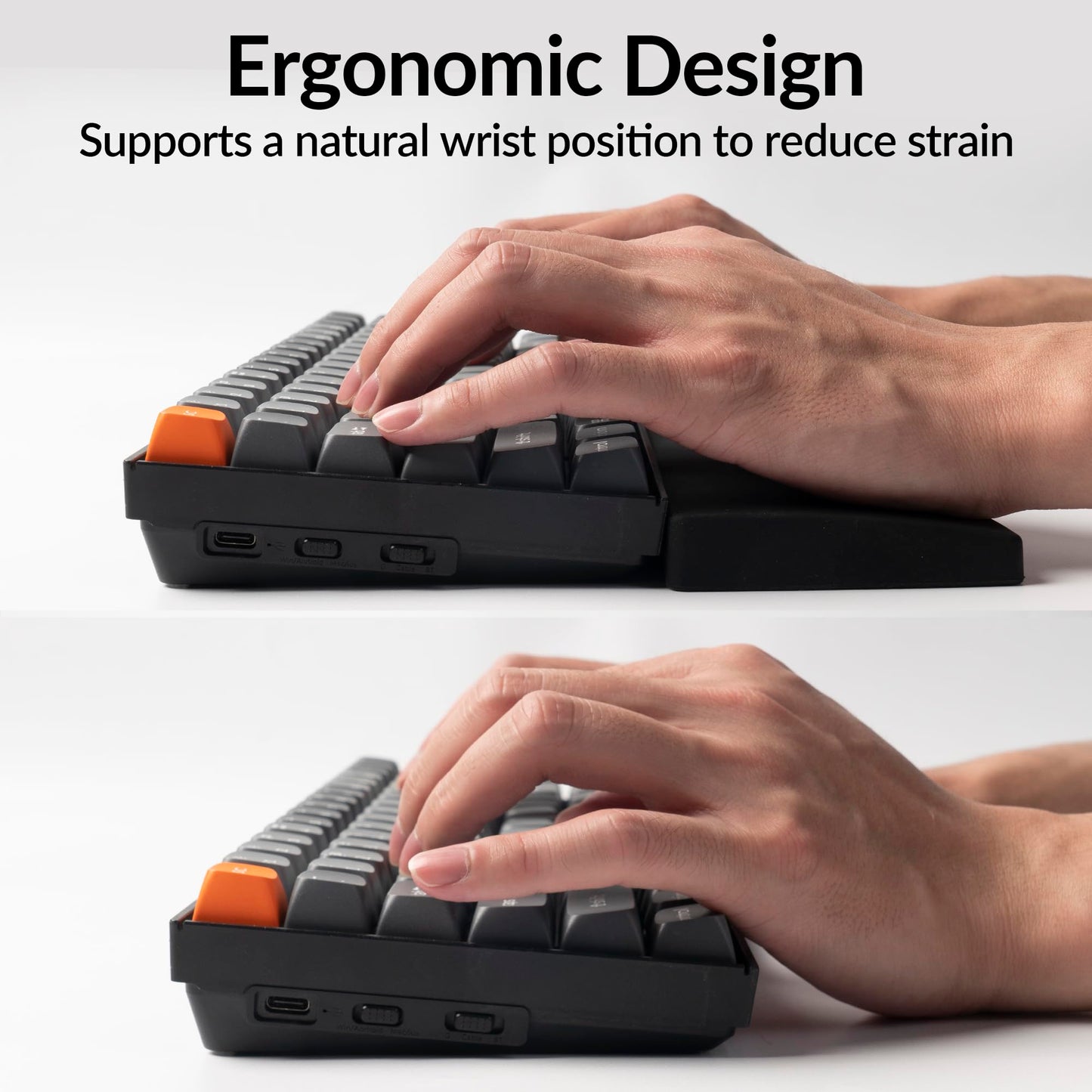 Silicone Wrist Rest for Keychron K10 Pro / K10 Max/ K10 HE / Q6 / Q6 Pro / Q6 Max / Q6 HE / V6 / V6 Max, 17.6" Non-Slip Palm Rest, 100% Full-Sized Mechanical Keyboards Support with Typing Pain Relief