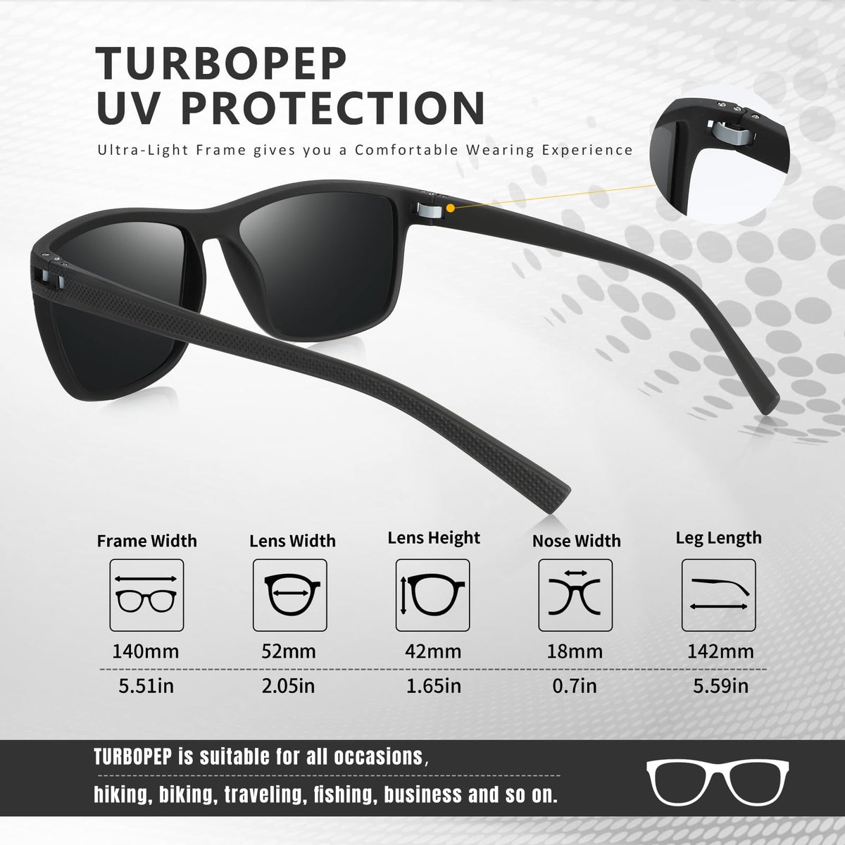 Square Polarized Sunglasses for Men and Women Lightweight Frame Sun Glasses with UV Protection