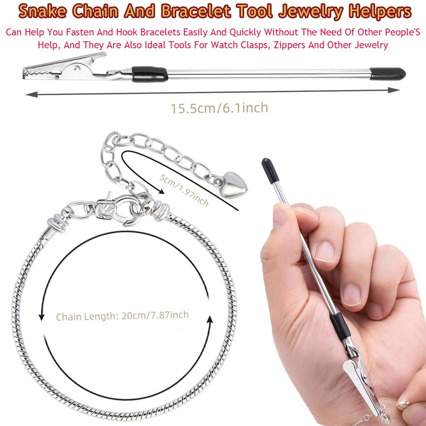 10PCS Snake Chain Charm Bracelet with Bracelet Helper Adjustable Snake Bracelet Chains with Lobster Clasp Extender Chain for Women DIY Jewelry Making Supplies