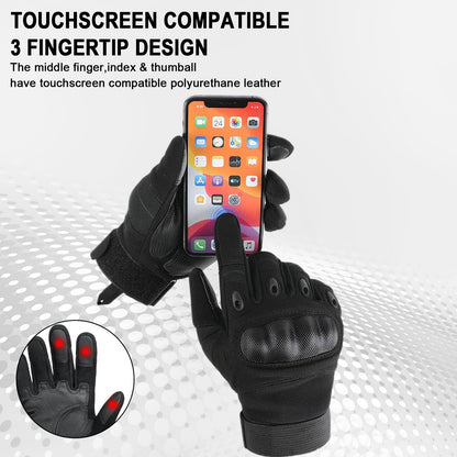 HYCOPROT Men’s Utility Gloves, Motorcycle Glove with Touchscreen Full Finger Palm Pad Protection Gears Durable Work Outdoor Lightweight Breathable for Sport Hiking Motorbike Cycling Paintball Boxing