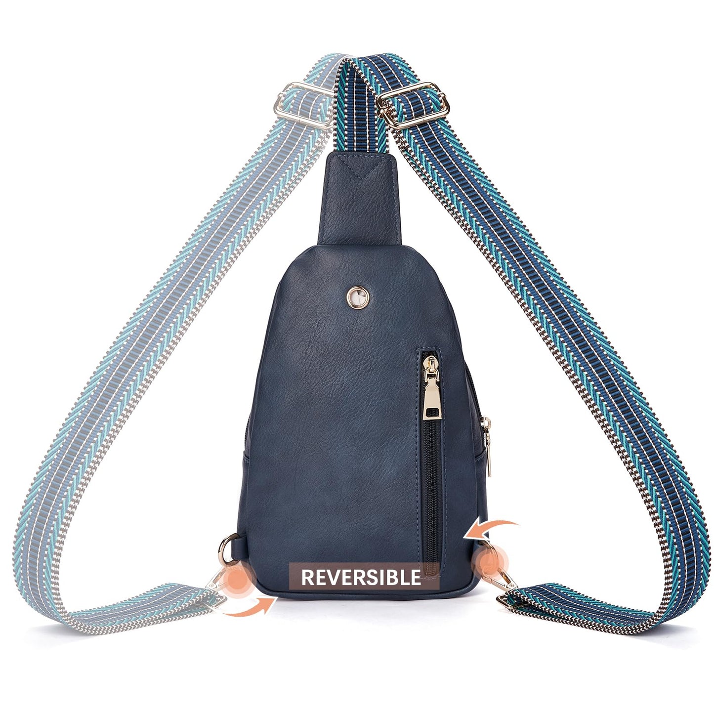 BOSTANTEN Small Sling Bag for Women Leather Crossbody Bags Fanny Pack Chest Bag for Travel, Blue