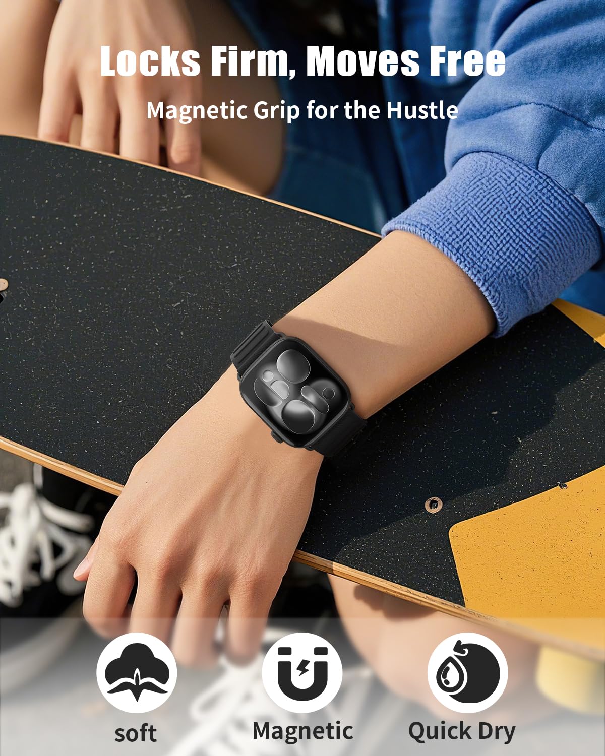 Magnetic Sport Bands Patented Compatible with Apple Watch Band 49mm 46mm 45mm 40mm 44mm 38mm 41mm 42mm for Men Women, Nylon Strap Replacement for iWatch Ultra/3/2/1 Series 11 10 9 8 7 6 5 4 3 2 1 SE