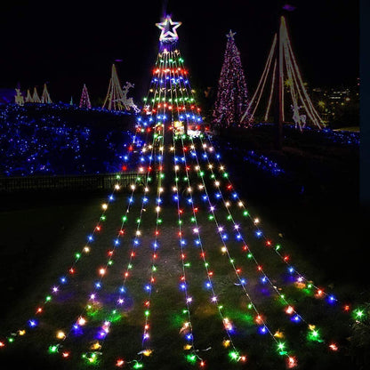 (New) Christmas Decorations Star String Lights, 320 LED Christmas Light Outdoor Yard Decorations Tree Light with 13" Star,Hanging Fairy Twinkle Light for Xmas New Year Holiday Party