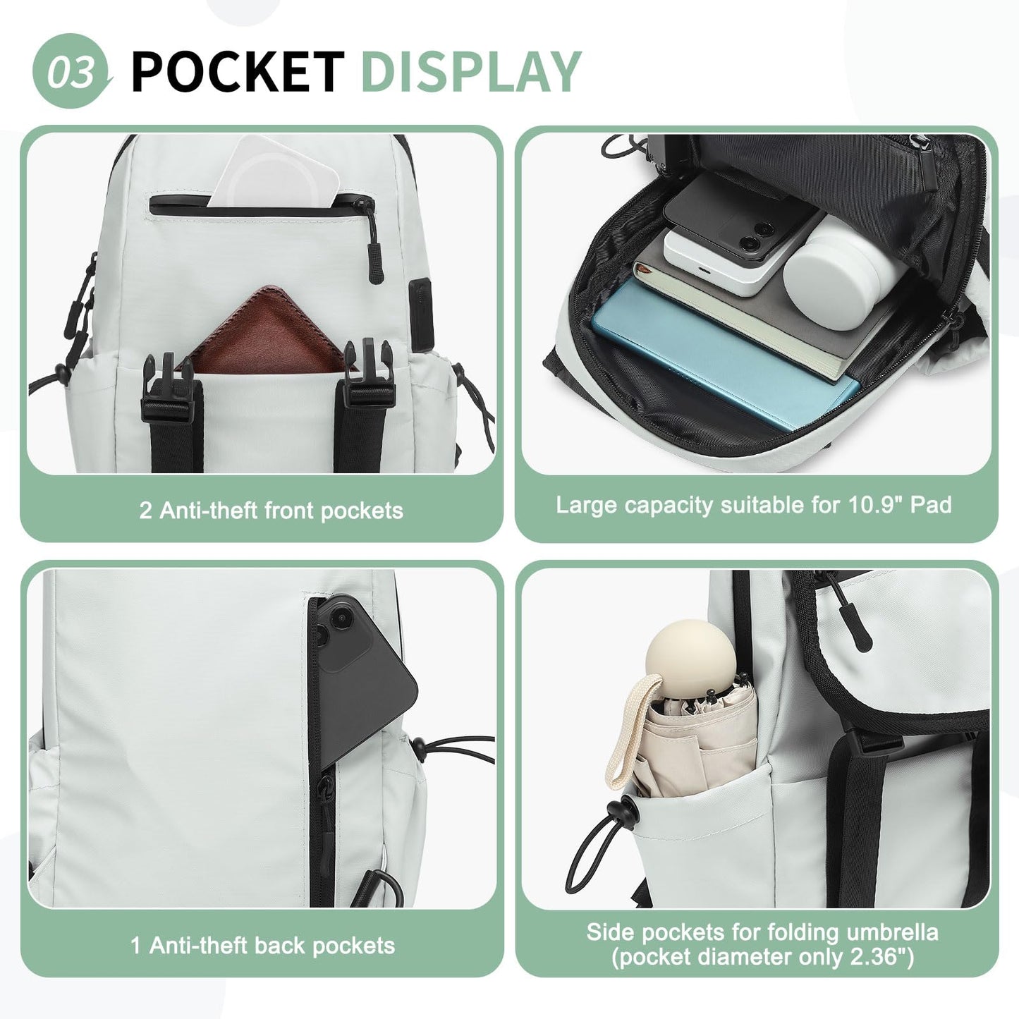 SUIKIHUM Small Backpack for Women Men, Convertible Crossbody Bags with USB Charge Port, Lightweight Casual Sling Shoulder for Outdoor Travel (Beige)