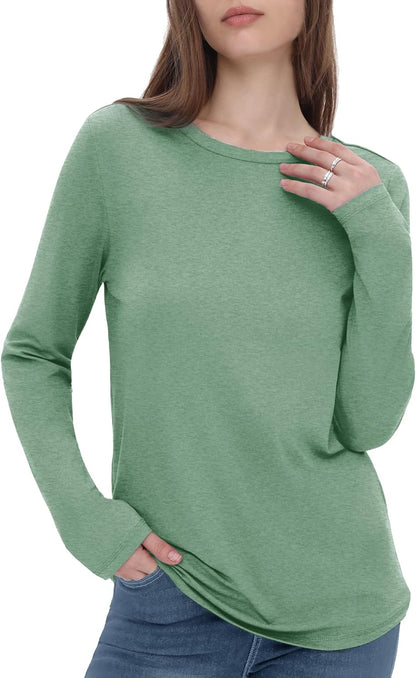 GAYHAY Long Sleeve Shirts for Women - Fall Winter Clothes Crew Neck Casual Tops Loose Fit Tees Fashion Outfits 2025