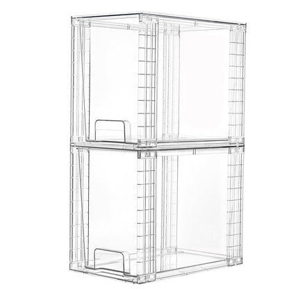 Vtopmart 4Pack Large Stackable Kitchen Pantry Storage Drawers, Clear Organizer Bins with Handles, Acrylic Drawer Organizers for Kitchen Pantry, Bathroom Undersink, Cabinet Organization and Storage