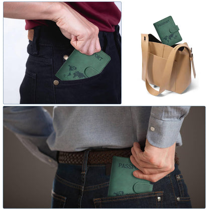 Passport Holder, Passport Cover with Credit Card Slot and Boarding Pass Slot Combo, Passport Wallet Case Book Travel Must Have, RFID Blocking Leather Travel Accessories, Green