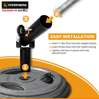 T Bar Row Attachment with V Bar Attachment Landmine Handle - 360 Swivel Landmine for Barbell Grips for Full-Body Workout in Home Gym - Small Spaces - Deadlifts, Squats, and More by EVERSTRONG