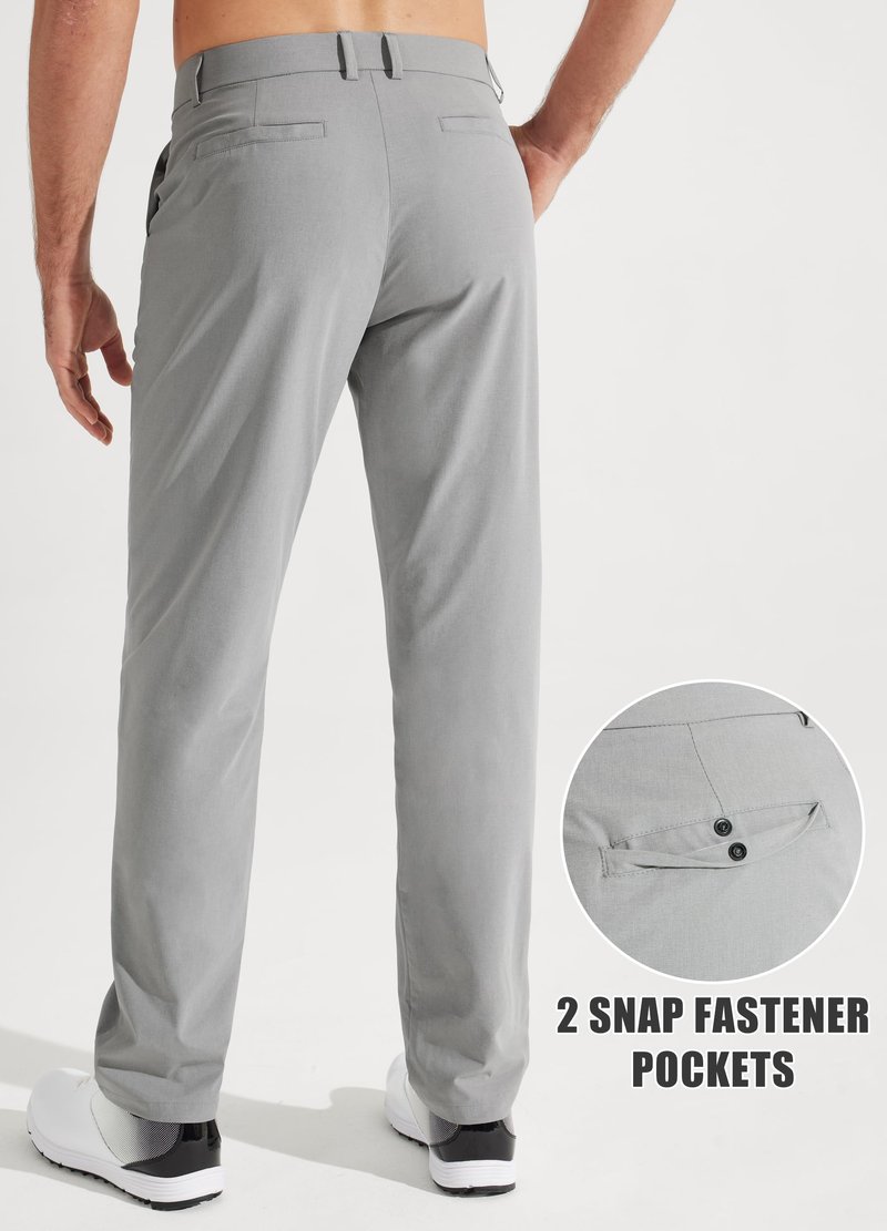 Libin Mens Golf Pants Stretch Work Dress Pants 30" Quick Dry Lightweight Business Casual Pant for Men Comfy Water Resistant, Light Grey, 35W x 30L